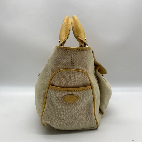 Celine Beige And Yellow Canvas Boogie Satchel Bag - Picture 4 of 10